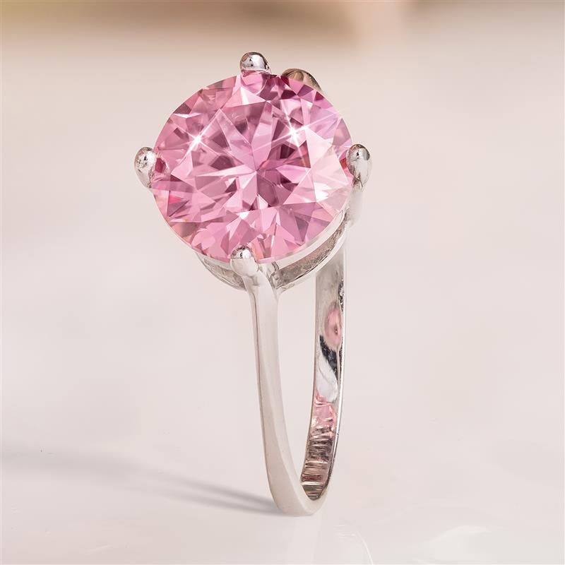 14K White Gold Pink Moissanite Ring
